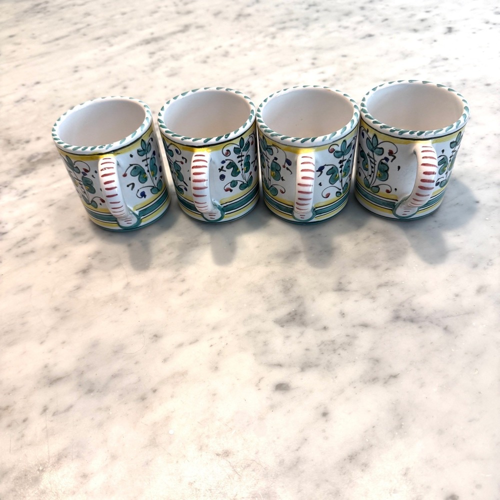 Firenze Italian Specialties Deruta Italy Rooster Mugs Set of 4 Hand Painted - Picture 5 of 5
